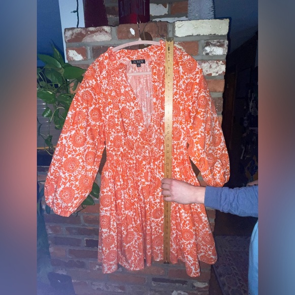 J.CREW RUFFLE Collar Orange Mini Dress, cotton poplin floral boutique. Small - Picture 9 of 10